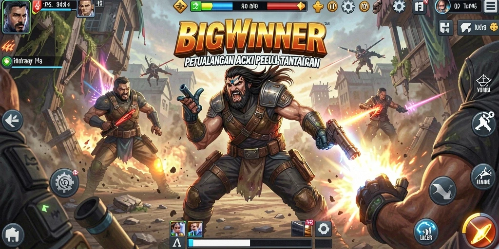 Screenshot utama menunjukkan aksi mendebarkan dalam BIGWINNER