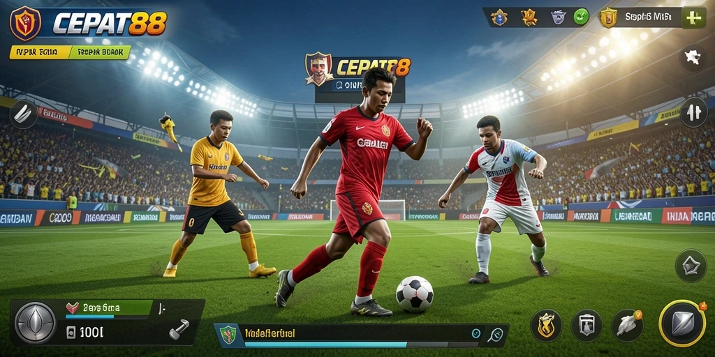 Gameplay menarik dari CEPAT88 dengan lapangan sepak bola yang realistis.