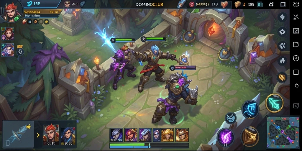 Tampilan gameplay seru dari DOMINOCLUB yang penuh aksi MOBA.