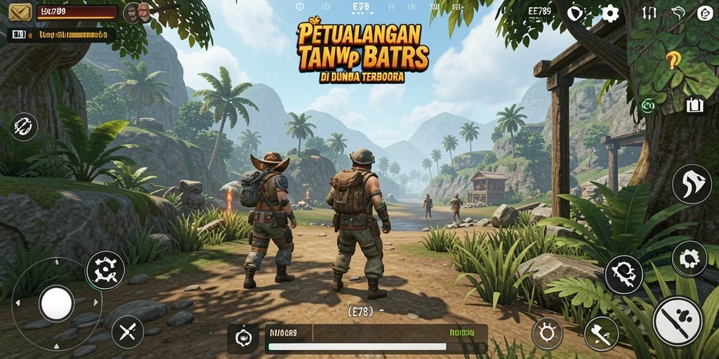 Tampilan gameplay seru dari EE789 dalam dunia terbuka yang luas.