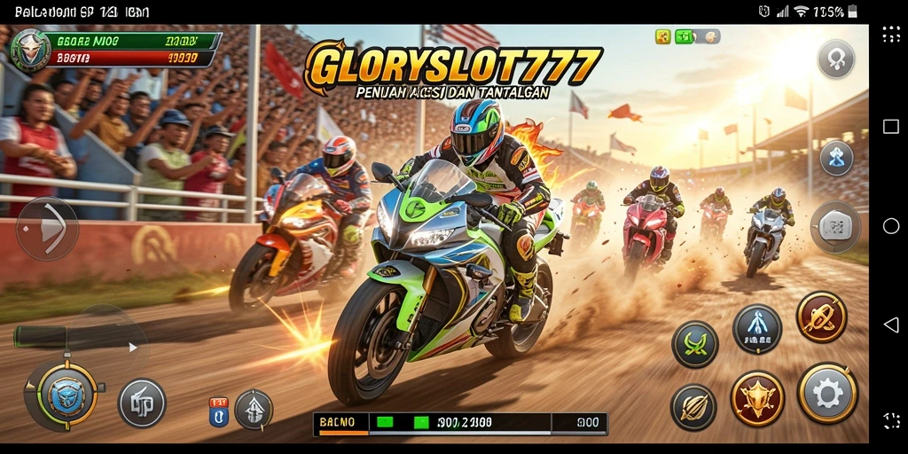 Tampilan menarik dari gameplay balapan motor di GLORYSLOT777.
