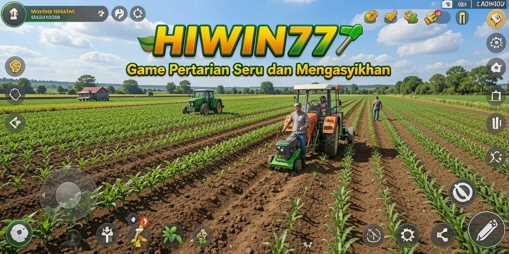 Tangkapan layar gameplay HIWIN777 dengan ladang yang subur dan tanaman beragam.