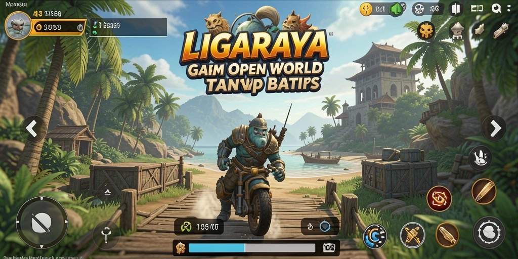Tangkapan layar gameplay LIGARAYA menampilkan dunia terbuka yang luas dan indah.