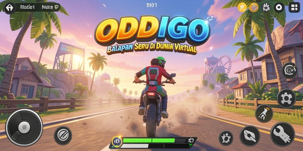 Gameplay ODDIGO menampilkan balapan mendebarkan dengan grafik memukau.