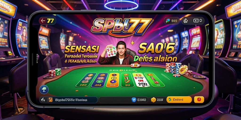 Tampilan screenshot gameplay SPBU77 dengan dealer langsung dan suasana kasino.