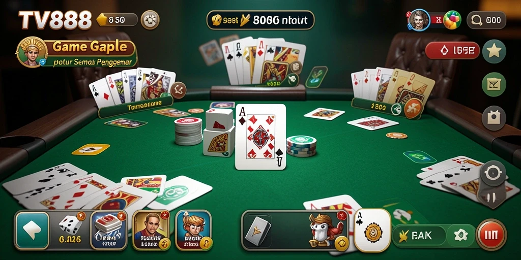 Tampilan gameplay Gaple di TV888 yang seru dan interaktif.